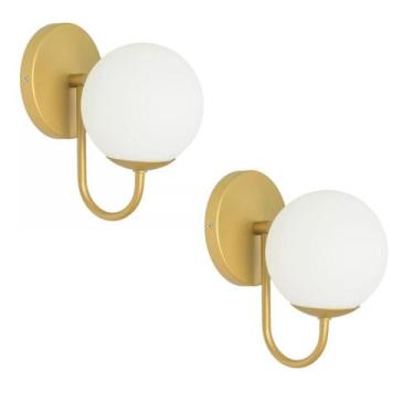 Imagem de Kit 2 Arandelas Parede Moderna Quarto Cabeceira Luxo Dourado - Arandel