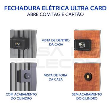 Imagem de Kit fechadura eletronica agl ultra card preta + botoeira simples