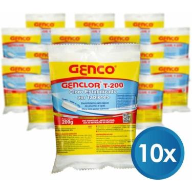 Imagem de Kit 10 Pastilha Pedra Tablete de Cloro Estabilizado Genclor T-200 Genc