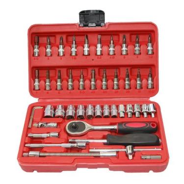 Imagem de Jogo De Soquete E Bits 46 Peças Encaixe 1/4 - Dm Ferramentas E Equipam