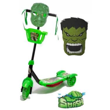 Imagem de Patinete Verde Com Mascara de Herói Hulk Forte - DM Toys