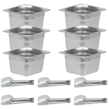 Imagem de Cuba 1/6 100 Mm Inox Quadrada Sorveteria Pegador Universal - HPB SHOP 