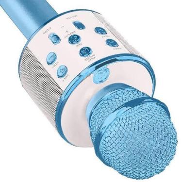 Imagem de Microfone Bluetooth Wster Ws-858 Alto-Falante Karaokê - Azul