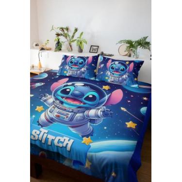 Imagem de Colcha Casal 4 Pç Stitch Astronauta Para Menino Stitchh Estitch Stitsh