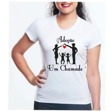Imagem de Camiseta Baby look feminina adoção adotar criança grávida do coração -