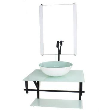 Imagem de Gabinete de vidro para banheiro 60cm ap cuba redonda  branco full com 