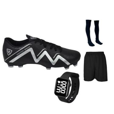 Imagem de Chuteira Campo Control Speed Gramado Travas Futebol + Meião Short Reló