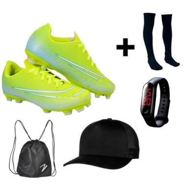 Imagem de Chuteira Campo Adulto Juvenil 200 Nova Travas Gramado Futebol Uzze +  