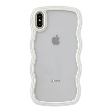 Imagem de Caseative Capa para iPhone Xs Max, linda moldura ondulada encaracolada à prova de choque macia compatível com capa para iPhone (branca, iPhone Xs Max)