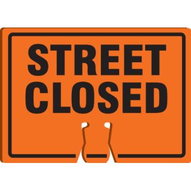 Imagem de Accuform Placa superior de cone de trânsito "Street Closed" NMC, combine com cones laranja para criar uma placa de aviso, placa de cone de plástico de 25 x 35 cm, feita nos EUA, FBC770