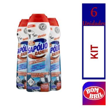Imagem de Kit 6 Sapólio Cremoso Limpa Alumínio Bombril Radium 250ml