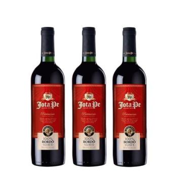 Imagem de Kit Vinho Jota Pe Tinto 100% Bordô Suave 750ml 3 unidades