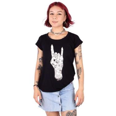 Imagem de Blusa Gola Redonda Hand Tattoo - Preta - Art Rock, x2