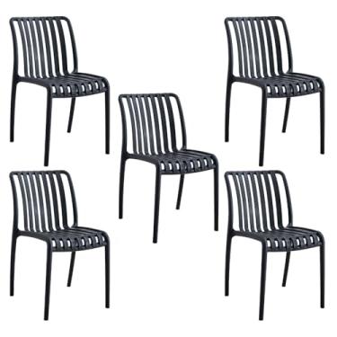 Imagem de Kit 5 Cadeiras Monoblocos Área Externa Ipanema com Proteção UV Preta G56 - Gran Belo