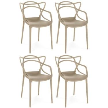 Imagem de Kit 4 Cadeiras de Jantar Allegra Prática Empilhável - Nude
