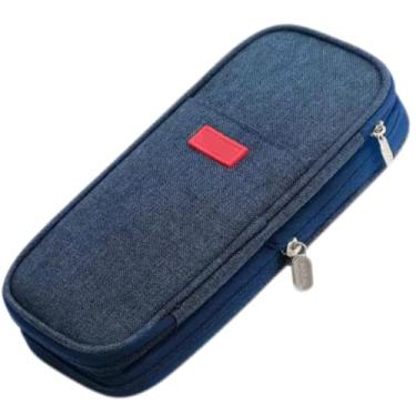 Imagem de Estojo Escolar Organizador Masculino Feminino Grande Capacidade Estojo Lapis Material Escolar (Azul)