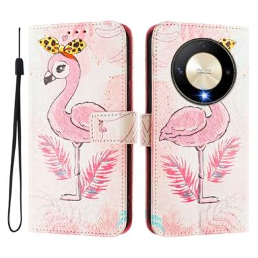 Imagem de Capa carteira para Honor Magic6 Lite, 3 compartimentos para cartão, 1 compartimento para dinheiro, capa flip de couro PU com padrão fofo, capa com fivela magnética à prova de choque, compatível com