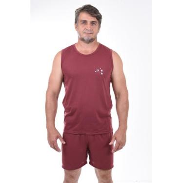 Imagem de Pijama Masculino Blees Manga Curta 082 Liso Detalhe Bordado, Vinho, GG