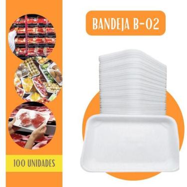 Imagem de Bandeja Isopor B2 rasa para salgados e frios - C/100 - Totalplast