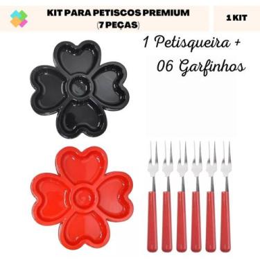 Imagem de Kit para Petiscos Premium (7 Peças) - YA Acessories, Garfos Azuis e Pe