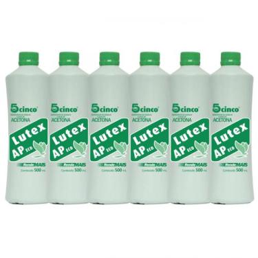 Imagem de Kit 6 Removedor de Esmalte Acetona Lutex Ap Eco Cinco 500ml, Único