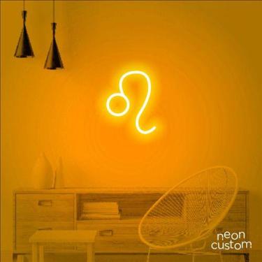 Imagem de luminaria letreiro Neon Led Signo Leão 80x65 luminoso decoração p/ sel
