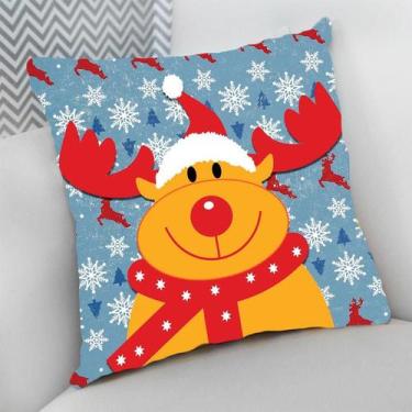 Imagem de Almofada Decorativa Personalizado Natal Rena Papai Noel Neve - Deluzz