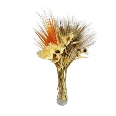 Imagem de Arranjo Floral Desidratado Com Vaso Vidro 30 Cm Capim Cabelo Decoração