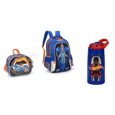 Imagem de Kit Hot Wheels 3d Original Mochila + Lancheira + garrafa  - LUXCELL, A
