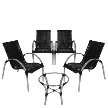 Imagem de 4 Cadeiras com Mesa de Centro Garden Fibra Sintética em Alumínio para 