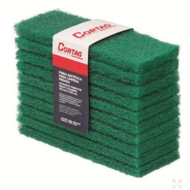 Imagem de Fibra sintética verde 102 mm x 260 mm - limpeza pesada - Cortag