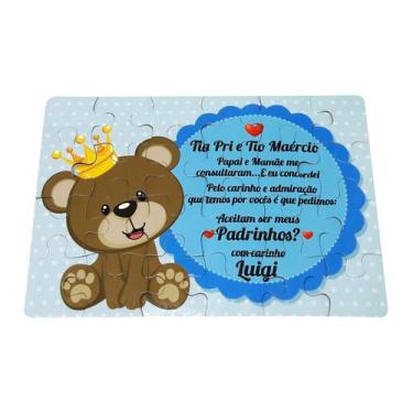 Imagem de Quebra-cabeça Retangular Príncipe Ursinho Batizado Padrinhos - GMH Pro