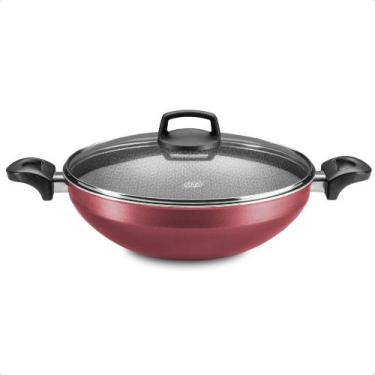 Imagem de Panela Supra Wok 4,3 Litros Tampa Vidro Temperado Com Alça 28cm Antiad