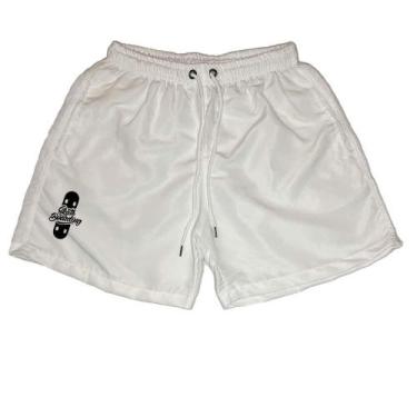 Imagem de Short Masculino Tactel Estampado Skate Cordão Bolsos - Ragor, M, Branc