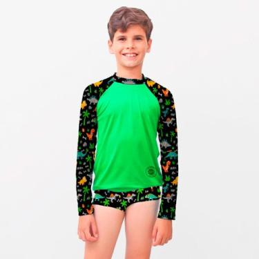 Imagem de Kit De Sunga Infantil Com Blusa Dino Proteção Solar Uv50+ - anjo da ma