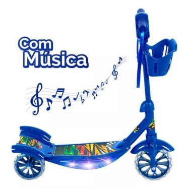 Imagem de Patinete Infantil com Luz e Música de 3 Rodas Kiddy - BAK, Azul