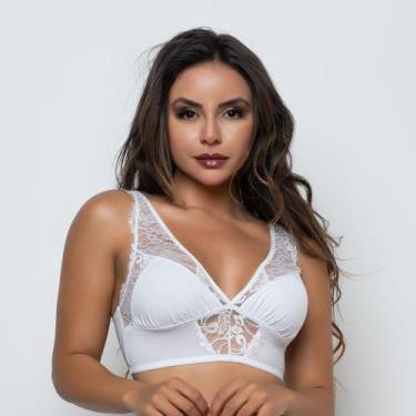 Imagem de Sutiã Top Com Renda Franja Em Tecido Microfibra Sem Bojo - Jescri Ling