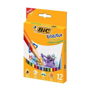 Imagem de Lápis de Cor Bic Gigante Big triangular Resistente 12 Cores Escolar