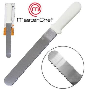 Imagem de Espátula de cozinha com serrilha de inox cabo branco 30cm - DAIWA / GE