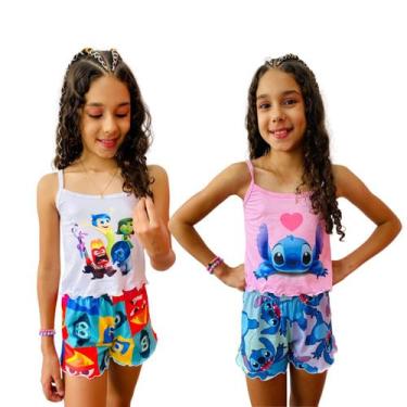 Imagem de Kit 2 Pijamas Infantil  Personagens Stitch Roupa de Dormir Meninas  - 