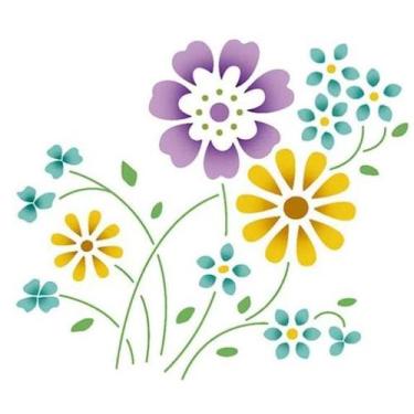 Imagem de Stencil Especial Margaridas e Flores 10x10 Stx-363 - Litoarte