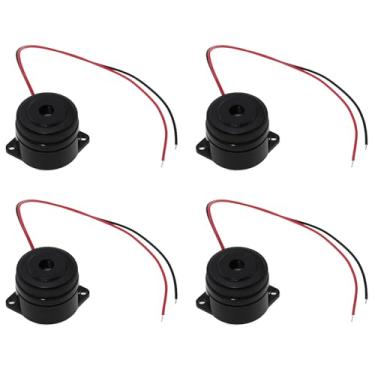 Imagem de Maxmoral 4 peças de alarme eletrônico ativo preto alarme sonoro contínuo 90dB mini alto-falante eletrônico bipe DC 12V para modificações de carro