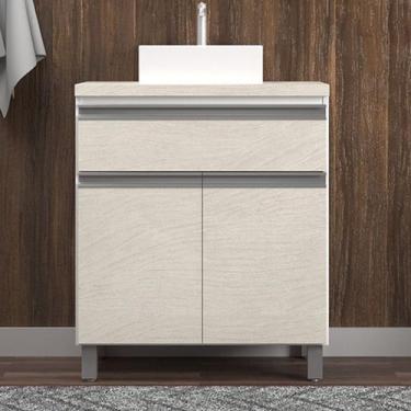 Imagem de Gabinete de Banheiro 65cm com Cuba Ref 502 Cewal - Branco/Arenito