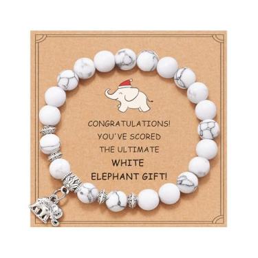 Imagem de Tarsus Presentes de elefante branco para adultos, pulseiras de presente de elefante branco engraçadas e úteis ideias de Natal para mulheres e homens, average, Aço inoxidável, Sem Pedra Preciosa