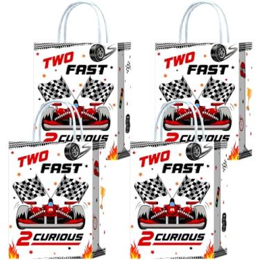 Imagem de Tyndallrays 16 peças, dois sacos de brindes de carro de corrida rápidos e curiosos para suprimentos de festa de segundo aniversário, dois lanches de presente rápido, sacos de lembrancinhas d