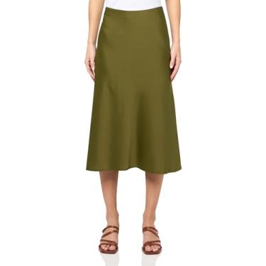 Imagem de Anne Klein Saia rodada feminina sem forro, Folha de louro, G