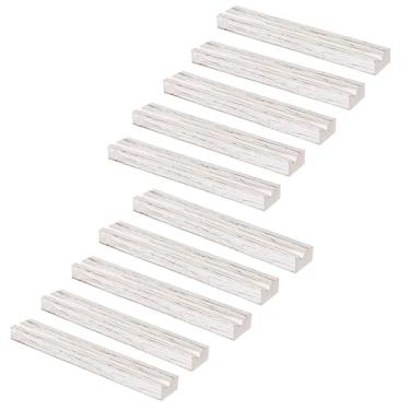 Imagem de Ilyapa Suporte de parede para discos de vinil de madeira, pacote com 10 – suporte de álbum branco desgastado para exibir seu LP