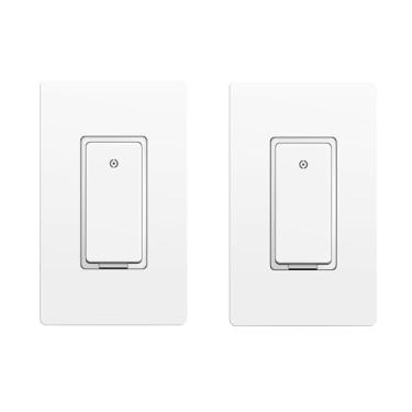 Imagem de Interruptor inteligente com matéria, interruptor de parede conectado para Apple Home, Google Home, SmartThings, polo único, não é compatível com Alexa, certificado UL, branco, 10A, pacote com 2