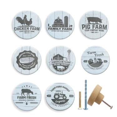 Imagem de JamJam Conjunto de 8 puxadores e puxadores de gaveta de cômoda retrô de madeira de 4,6 cm para móveis rústicos