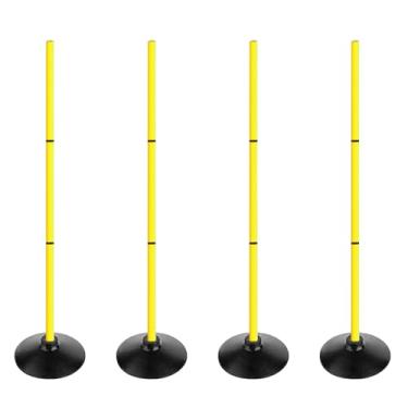 Imagem de TNZMART Conjunto de bastões de agilidade de velocidade destacáveis de 1,5 m de altura ajustável com base de borracha (pacote com 4, amarelo)